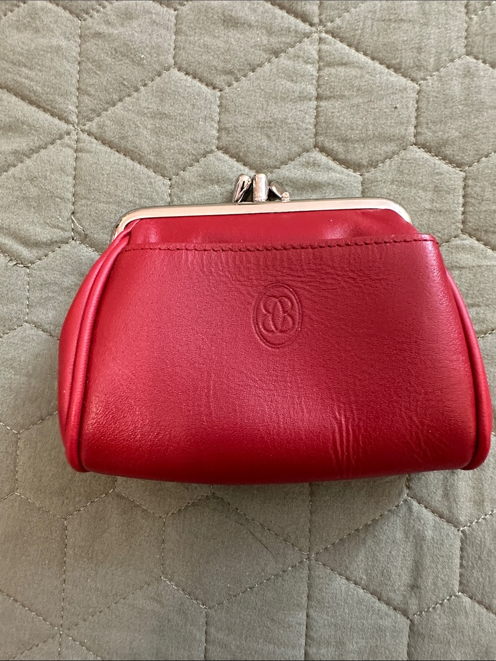 Buxton Red Leather Kiss-Lock Coin Purse